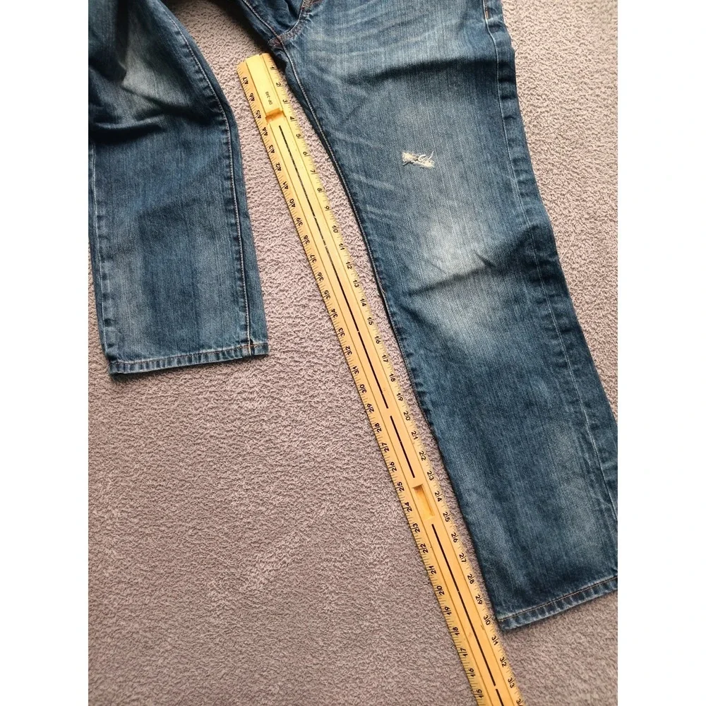 Express Rocco Slim Straight Jeans Men's 32x32 Blue Medium Wash‎ Distressed